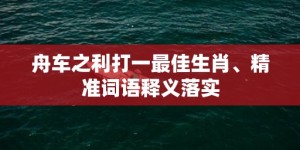 舟车之利打一最佳生肖、精准词语释义落实