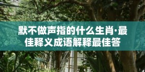 默不做声指的什么生肖·最佳释义成语解释最佳答