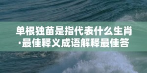 单根独苗是指代表什么生肖·最佳释义成语解释最佳答