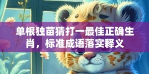 单根独苗猜打一最佳正确生肖，标准成语落实释义