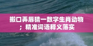 搬口弄唇猜一数字生肖动物；精准词语释义落实