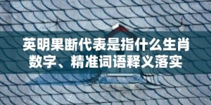英明果断代表是指什么生肖数字、精准词语释义落实