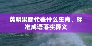 英明果断代表什么生肖、标准成语落实释义