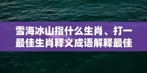 雪海冰山指什么生肖、打一最佳生肖释义成语解释最佳答