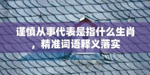 谨慎从事代表是指什么生肖，精准词语释义落实