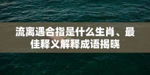 流离遇合指是什么生肖、最佳释义解释成语揭晓