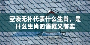 空谈无补代表什么生肖，是什么生肖词语释义落实