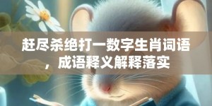 赶尽杀绝打一数字生肖词语，成语释义解释落实