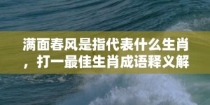 满面春风是指代表什么生肖，打一最佳生肖成语释义解释落实