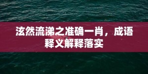 泫然流涕之准确一肖，成语释义解释落实