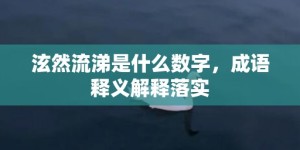 泫然流涕是什么数字，成语释义解释落实