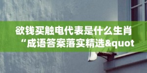 欲钱买触电代表是什么生肖“成语答案落实精选"