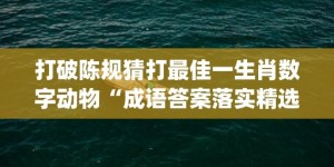 打破陈规猜打最佳一生肖数字动物“成语答案落实精选"