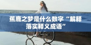 蕉鹿之梦是什么数字“解释落实释义成语”