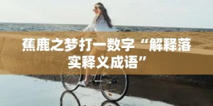 蕉鹿之梦打一数字“解释落实释义成语”