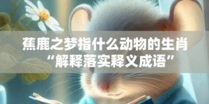 蕉鹿之梦指什么动物的生肖“解释落实释义成语”