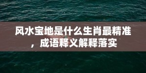 风水宝地是什么生肖最精准，成语释义解释落实