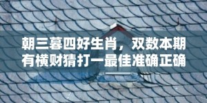 朝三暮四好生肖，双数本期有横财猜打一最佳准确正确生肖数字，解答成语落实释义