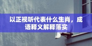 以正视听代表什么生肖，成语释义解释落实