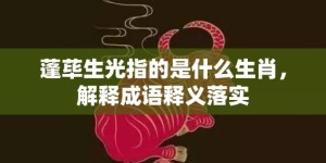 蓬荜生光指的是什么生肖，解释成语释义落实