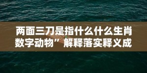 两面三刀是指什么什么生肖数字动物”解释落实释义成语“