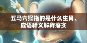 五马六猴指的是什么生肖、成语释义解释落实