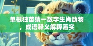 单根独苗猜一数字生肖动物，成语释义解释落实