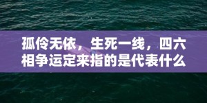 孤伶无依，生死一线，四六相争运定来指的是代表什么生肖动物，成语释义解释落实