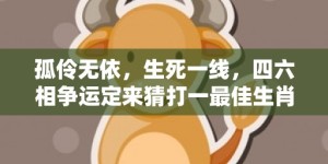 孤伶无依，生死一线，四六相争运定来猜打一最佳生肖动物数字，成语释义解释落实