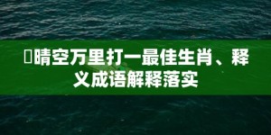 晴空万里打一最佳生肖、释义成语解释落实