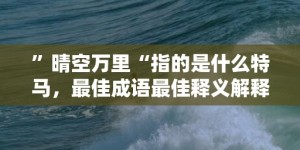 ”晴空万里“指的是什么特马，最佳成语最佳释义解释答