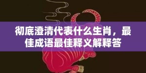 彻底澄清代表什么生肖，最佳成语最佳释义解释答