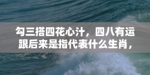 勾三搭四花心汁，四八有运跟后来是指代表什么生肖，释义成语解释落实