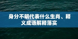 身分不明代表什么生肖、释义成语解释落实