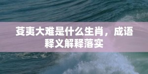 芟夷大难是什么生肖，成语释义解释落实