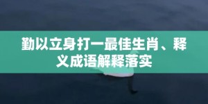 勤以立身打一最佳生肖、释义成语解释落实