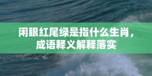 闲眼红尾绿是指什么生肖，成语释义解释落实