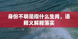 身份不明是指什么生肖，语释义解释落实