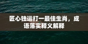 匠心独运打一最佳生肖，成语落实释义解释