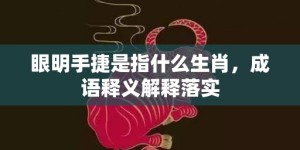 眼明手捷是指什么生肖，成语释义解释落实