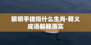 眼明手捷指什么生肖·释义成语解释落实