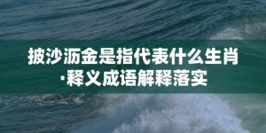 披沙沥金是指代表什么生肖·释义成语解释落实