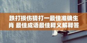 跌打损伤猜打一最佳准确生肖 最佳成语最佳释义解释答