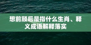 想前顾后是指什么生肖、释义成语解释落实