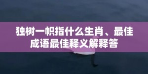 独树一帜指什么生肖、最佳成语最佳释义解释答