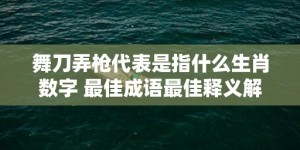 舞刀弄枪代表是指什么生肖数字 最佳成语最佳释义解释答