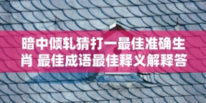 暗中倾轧猜打一最佳准确生肖 最佳成语最佳释义解释答