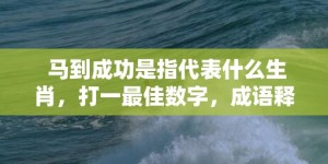 马到成功是指代表什么生肖，打一最佳数字，成语释义解释落实