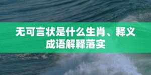 无可言状是什么生肖、释义成语解释落实