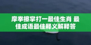 摩拳擦掌打一最佳生肖 最佳成语最佳释义解释答